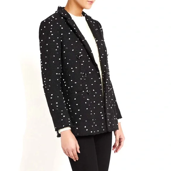REBECCA TAYLOR BLACK BOUCLE DOT TWEED BLAZER - Picture 5 of 10